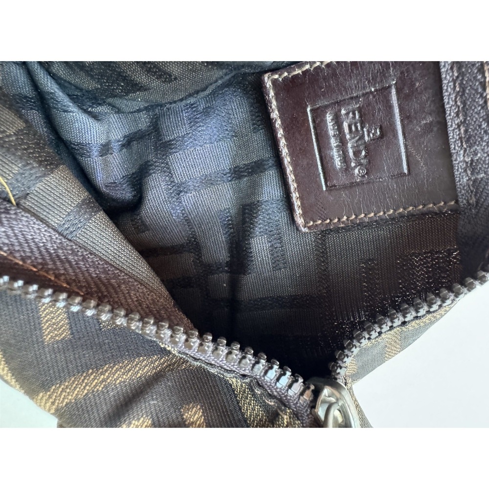 Fendi Vanity Pouch Vintage Zucca Pattern Brown Mini Bag Used - Picture 10 of 11